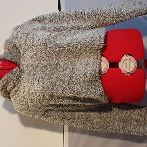 Greenish whitish crop hooded sweater Size medium